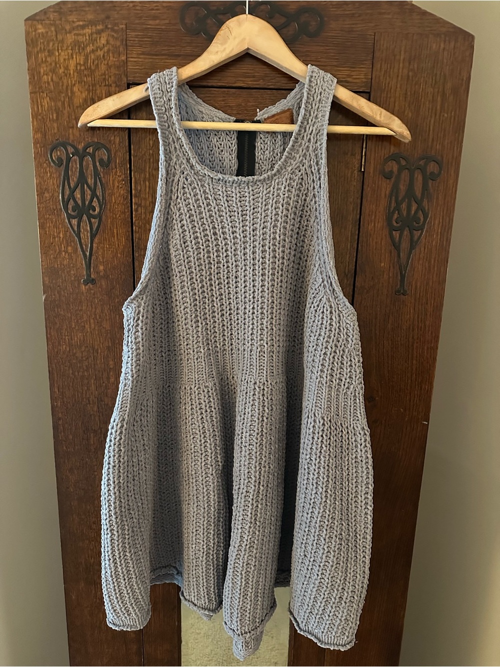 Pol Babydoll Sleeveless Knit Swing Tank Top with Back Zipper Size Medium Boho